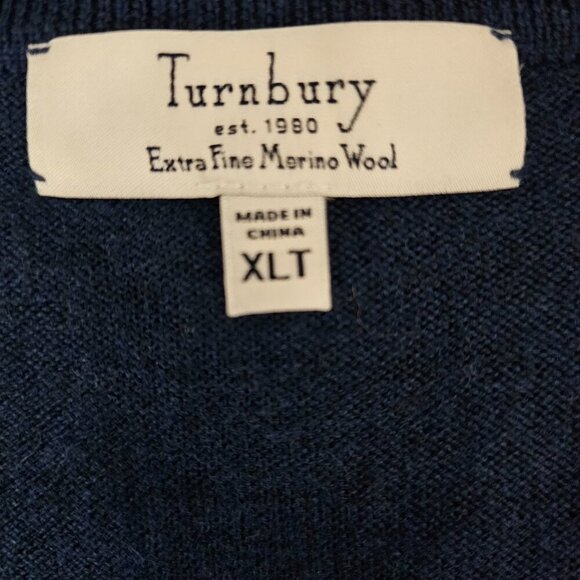Turnbury Extra Fine Merino Wool Sleeveless Knit Blue Sweater Vest - Picture 2 of 6